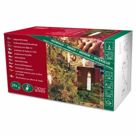 KONSTSMIDE 2032-000 GUIRLANDE DE SAPIN BOUGIE + 25 LAMPES CLAIRES + PRISE DIVISIBLE 230 V
