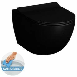 Vitra SENTO Noir Mat Cuvette RIM-EX (sans Bride) Et Abattant Ultra-fin Avec Frein De Chute (7748B083-0075 + 120-083R009)