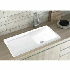 Évier Céramique Blanc Brillant Vitra ARKITEKT 1 Grand Bac 1 égouttoir - Blanc