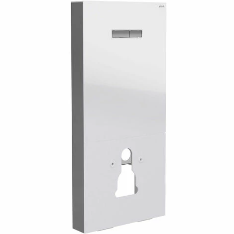 Vitra Pack WC Bâti Support En Verre Trempé/aluminium Brossé Avec Plaque Intégrée, Blanc + WC Sans Bride SAT + Abattant Softclose – Image 2