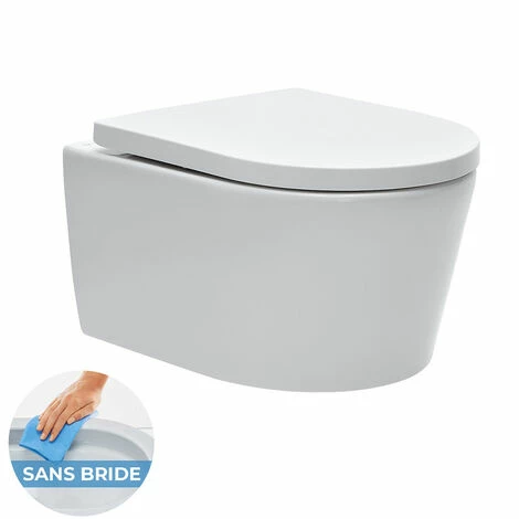 Vitra Pack WC Bâti Support En Verre Trempé/aluminium Brossé Avec Plaque Intégrée, Blanc + WC Sans Bride SAT + Abattant Softclose – Image 3