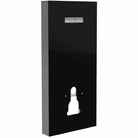Vitra Pack Bâti-support En Verre Trempé/aluminium Brossé + Plaque Intégrée, Noir Brillant + WC Sans Bride Integra + Abattant Softclose – Image 2