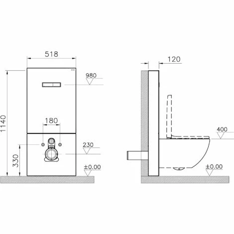 Vitra Pack Bâti-support En Verre Trempé/aluminium Brossé + Plaque Intégrée, Noir Brillant + WC Sans Bride Integra + Abattant Softclose – Image 4
