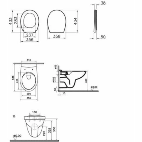 Vitra Normus WC Suspendu Sans Bride Avec Abattant Frein De Chute, Blanc (7855-003-6169) – Image 2
