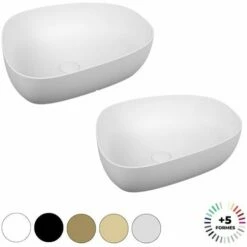 Lavabo Double Vasque à Poser VITRA Outline, 5 Formes, 5 Couleurs Haut De Gamme, Asymetrique, Edelweiss