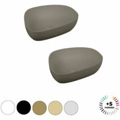Lavabo Double Vasque à Poser VITRA Outline, 5 Formes, 5 Couleurs Haut De Gamme, Asymetrique, Vison Mat