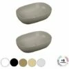 Lavabo Double Vasque à Poser VITRA Outline, 5 Formes, 5 Couleurs Haut De Gamme, Ovale, Taupe Mat