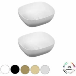 Lavabo Double Vasque à Poser VITRA Outline, 5 Formes, 5 Couleurs Haut De Gamme, Rectangle, Blanc Brillant