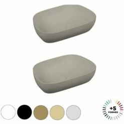 Lavabo Double Vasque à Poser VITRA Outline, 5 Formes, 5 Couleurs Haut De Gamme, Trapeze, Taupe Mat