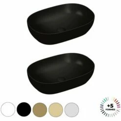 Lavabo Double Vasque à Poser VITRA Outline, 5 Formes, 5 Couleurs Haut De Gamme, Trapeze, Noir Mat