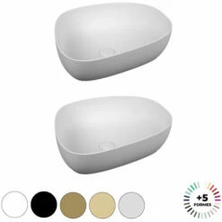 Lavabo Double Vasque à Poser VITRA Outline, 5 Formes, 5 Couleurs Haut De Gamme, Asymetrique, Blanc Brillant