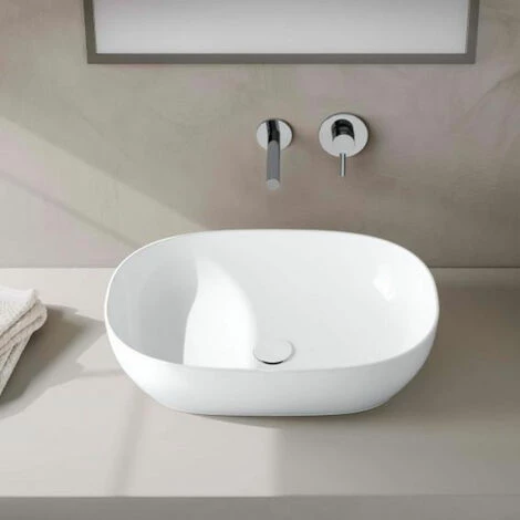 Lavabo Double Vasque à Poser VITRA Outline, 5 Formes, 5 Couleurs Haut De Gamme, Ovale, Blanc Brillant – Image 2
