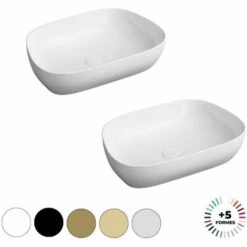 Lavabo Double Vasque à Poser VITRA Outline, 5 Formes, 5 Couleurs Haut De Gamme, Trapeze, Edelweiss