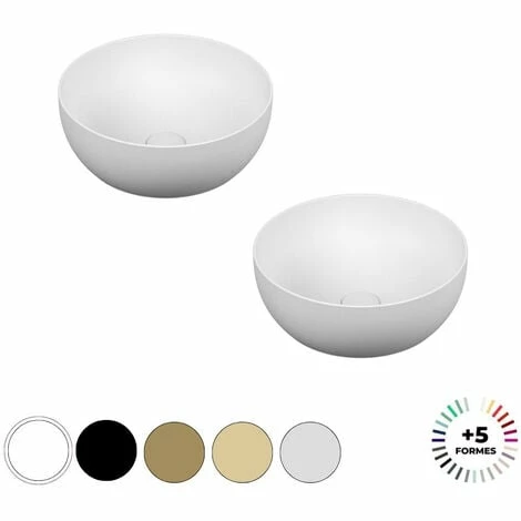 Lavabo Double Vasque à Poser VITRA Outline, 5 Formes, 5 Couleurs Haut De Gamme, Ronde, Edelweiss