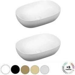Lavabo Double Vasque à Poser VITRA Outline, 5 Formes, 5 Couleurs Haut De Gamme, Ovale, Edelweiss