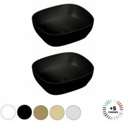 Lavabo Double Vasque à Poser VITRA Outline, 5 Formes, 5 Couleurs Haut De Gamme, Rectangle, Noir Mat