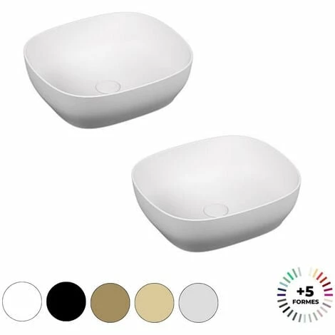 Lavabo Double Vasque à Poser VITRA Outline, 5 Formes, 5 Couleurs Haut De Gamme, Rectangle, Edelweiss