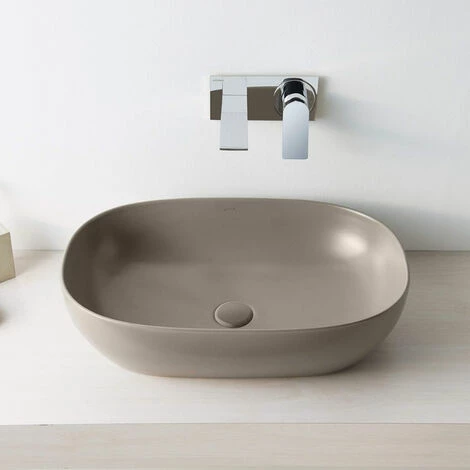 Lavabo Double Vasque à Poser VITRA Outline, 5 Formes, 5 Couleurs Haut De Gamme, Ovale, Vison Mat – Image 2