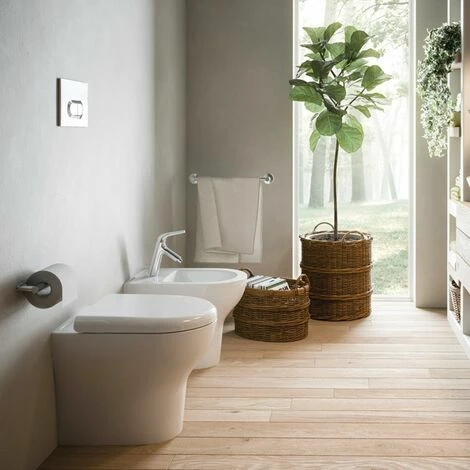 Siège De Toilette à Siège Blanc Avec Toilette à Fleur De Mur Zentrum VitrA – Image 3