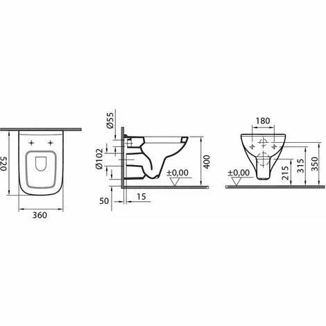 WC Suspendu En Céramique évacuation Murale Sanitaire Salle De Bain S20 VitrA – Image 4