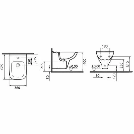 Robinets Monotrou De Salle De Bain Suspendus BIdet En Céramique Sanitaire S20 VitrA – Image 3