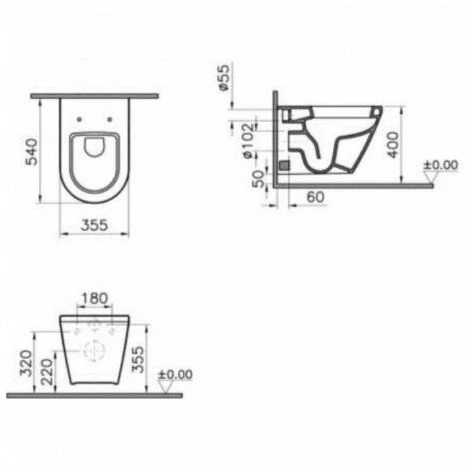Vitra Pack WC Bâti Support En Verre Trempé/aluminium Brossé Avec Plaque Intégrée, Blanc + WC Suspendu Avec Abattant En Duroplast – Image 5