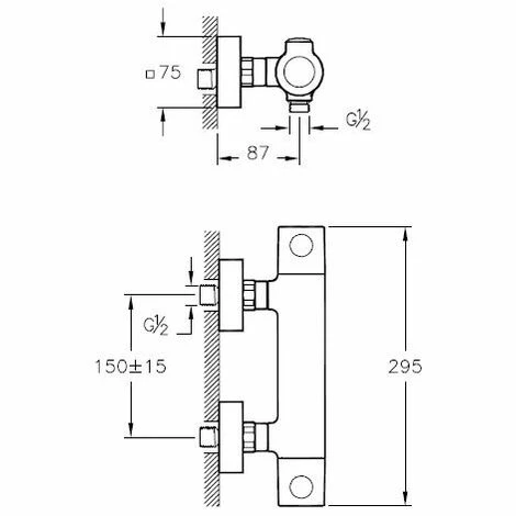 Mitigeur Douche Thermostatique AQUAHEAT RS3 Chromé VITRA A47158EKM – Image 3