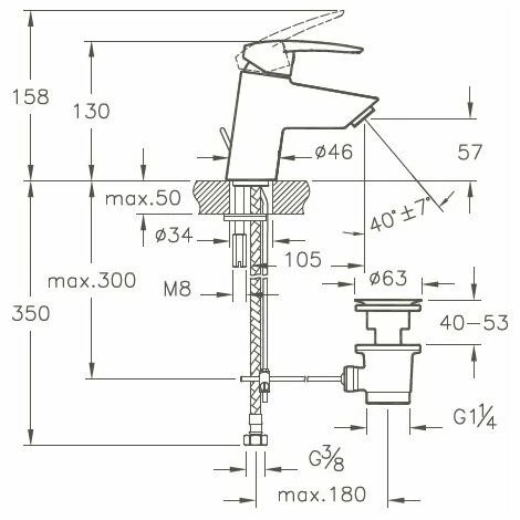 Mitigeur De Lavabo NF Cartouche 1/2 C2 éco Avec Tirette 45° - VITRA - A40962EKP – Image 2