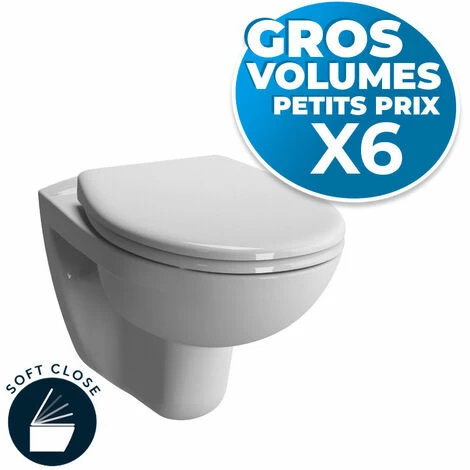 Vitra Lot De 6 Normus WC Suspendu + Abattant Avec Frein De Chute, Blanc (6855-003-6290-GVP06)