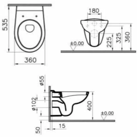 Vitra Lot De 6 Normus WC Suspendu + Abattant Avec Frein De Chute, Blanc (6855-003-6290-GVP06) – Image 3
